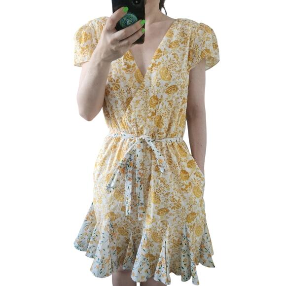 Celina Moon Belted Mini Floral Dress M Boho Romantic Cottage Farmhouse Fairy - Picture 1 of 8